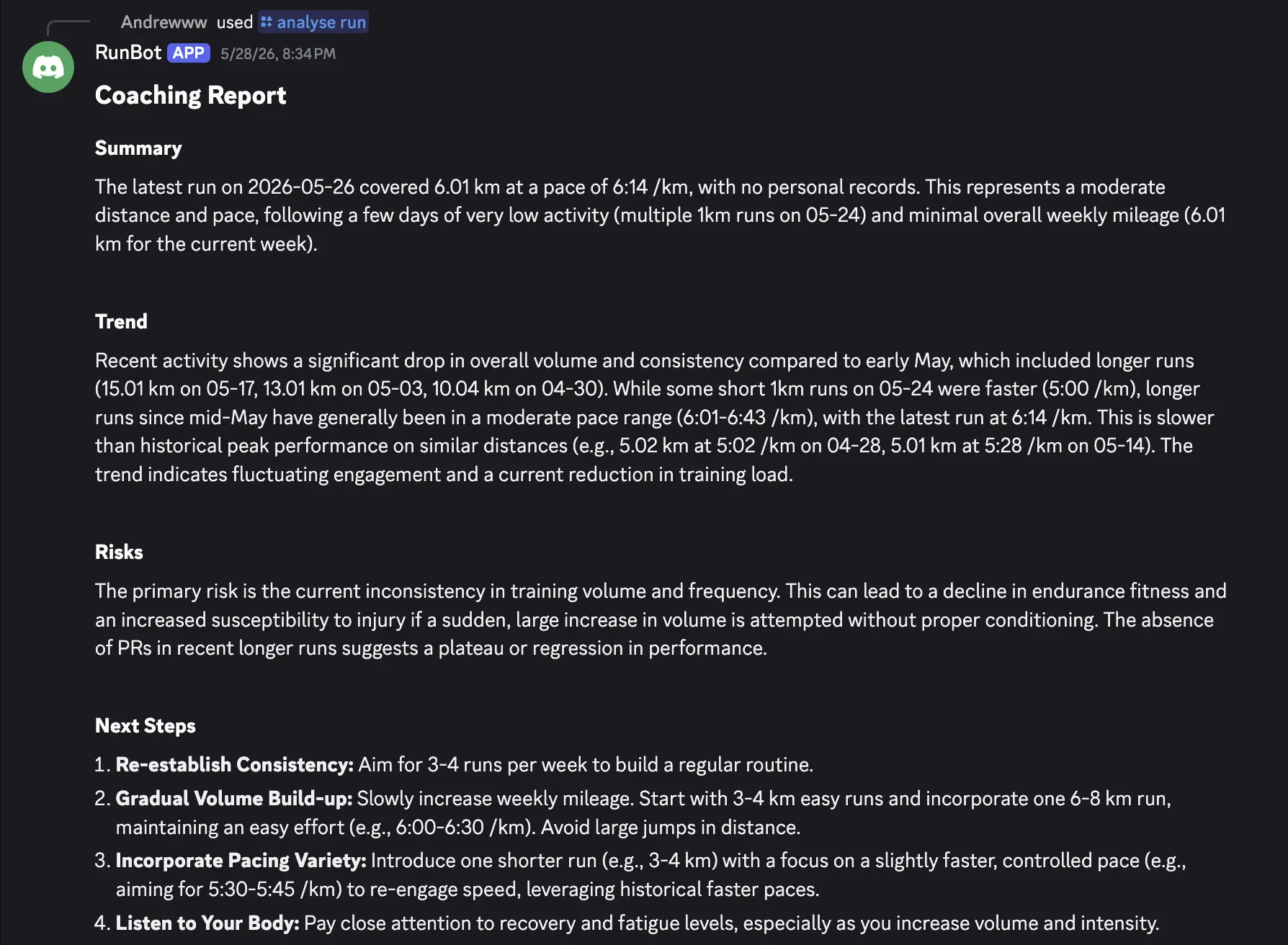 Strava AI Coach Discord Bot Screenshot 3